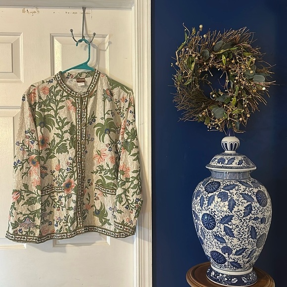 Tudor Court Jackets & Blazers - Women’s Vintage Tudor Court Floral 100% Cotton Jacket Size Large